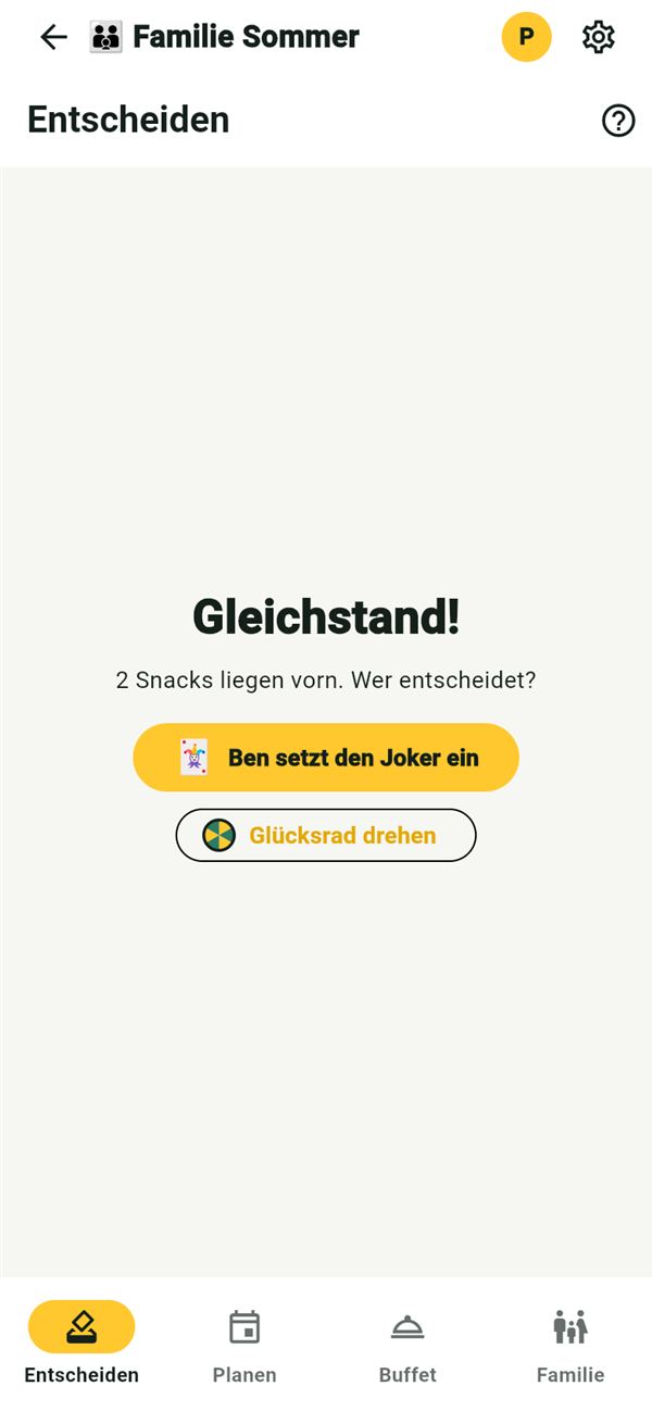 Snackn: Gleichstand, Joker oder Glücksrad
