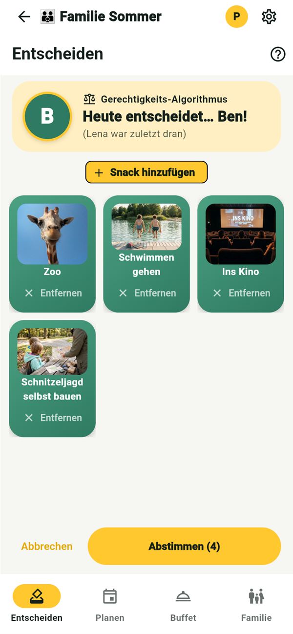 Snackn: Heute entscheidet Ben, vier Snacks auf dem Tisch