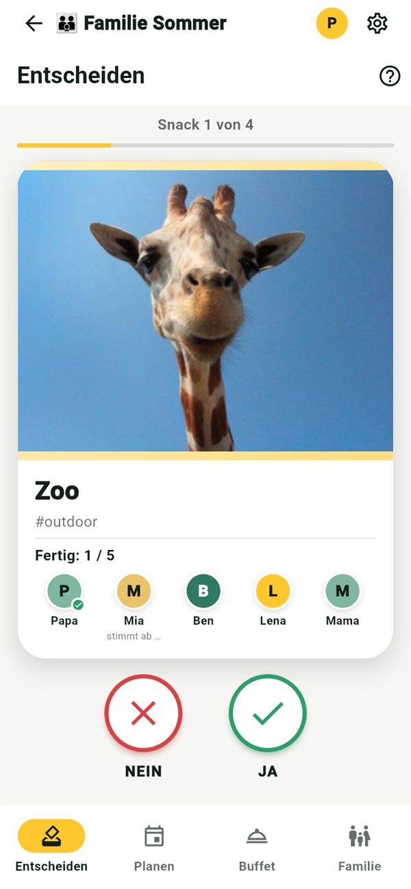 Snackn: Wischkarte Zoo, Mia stimmt ab